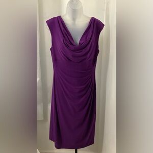 Lauren Ralph Lauren Dress Purple Drape Cowl Neck Size  12